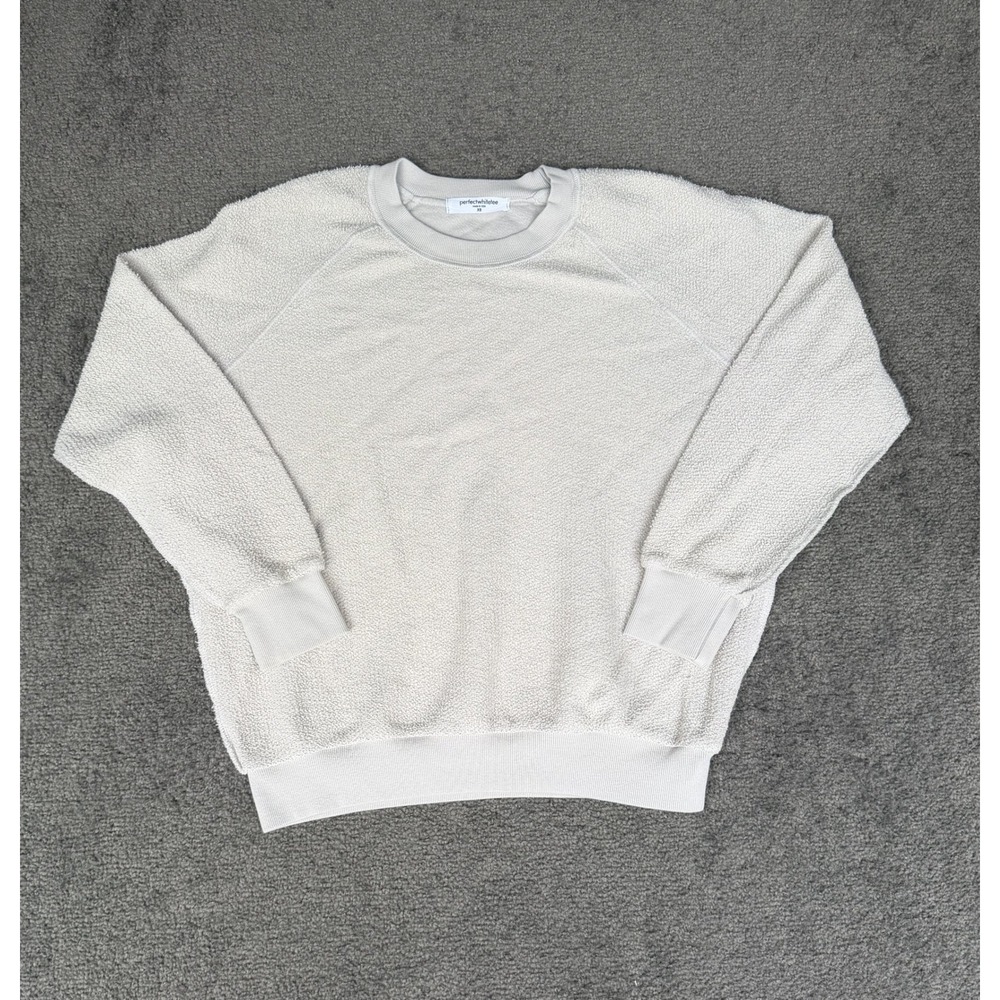 Perfect White Tee Cream Cotton Boucle Raglan Sweatshirt Made in USA XS